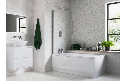 800x1400mm Radius Bath Screen (6mm) - Chrome